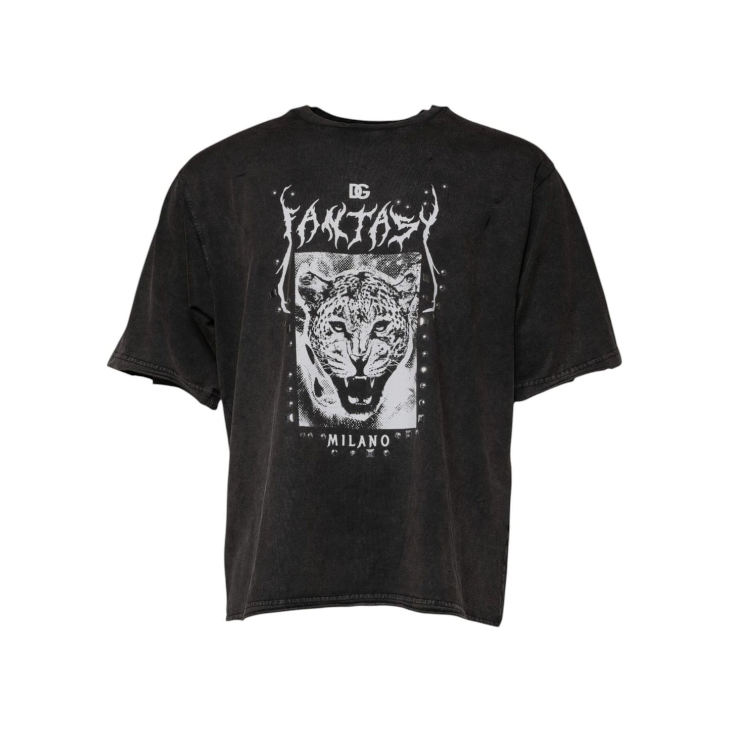 Dolce & Gabbana Gray Leopard Print Cotton Crew Neck T-shirt