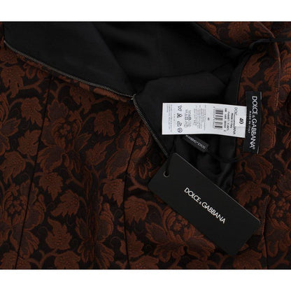 Dolce & Gabbana Brown Floral Brocade Mini Bubble Skirt