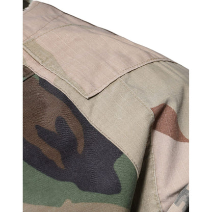 Dolce & Gabbana White Camouflage Cotton Crew Neck T-shirt