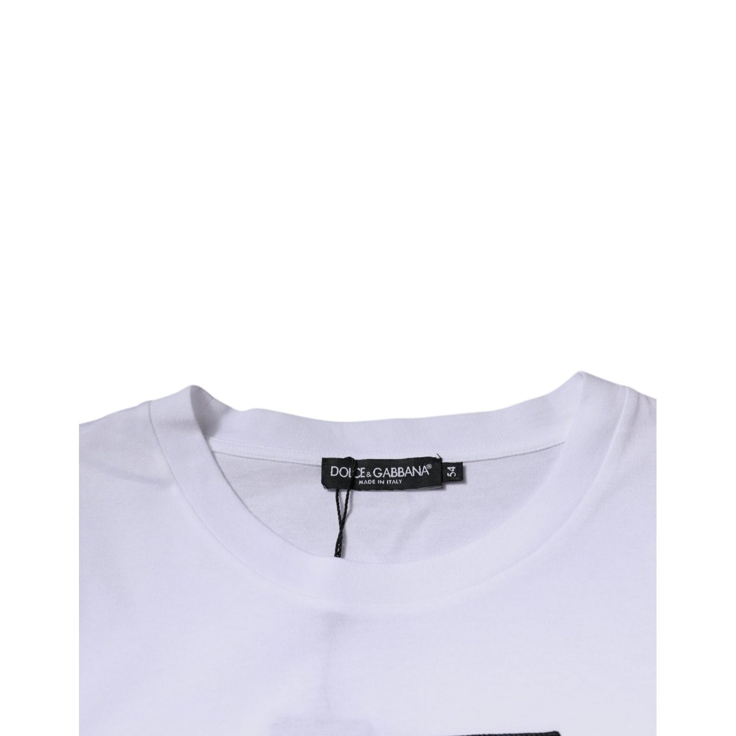 Dolce & Gabbana White Logo Print Cotton Crew Neck T-shirt