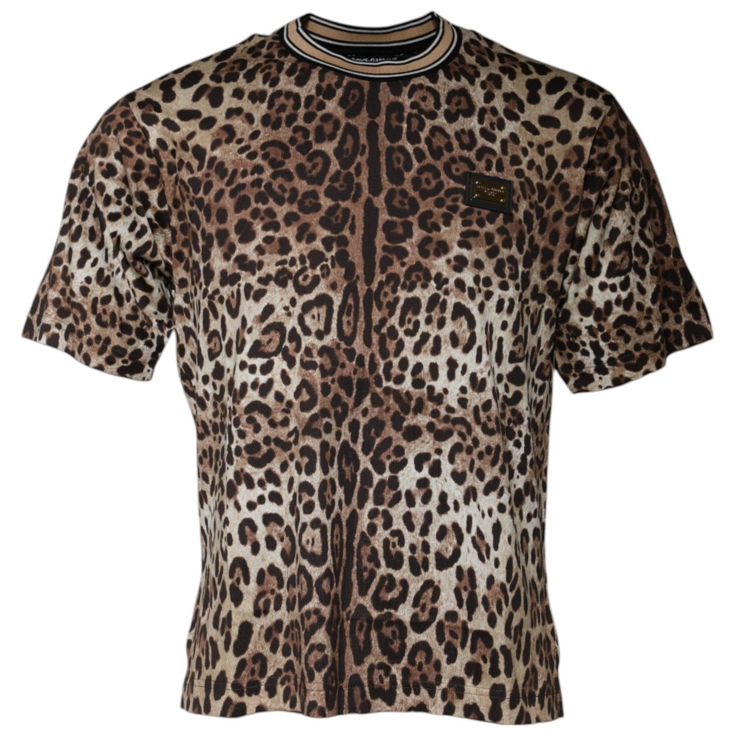 Dolce & Gabbana Brown Leopard Crew Neck Short Sleeve T-shirt TSH87718-50