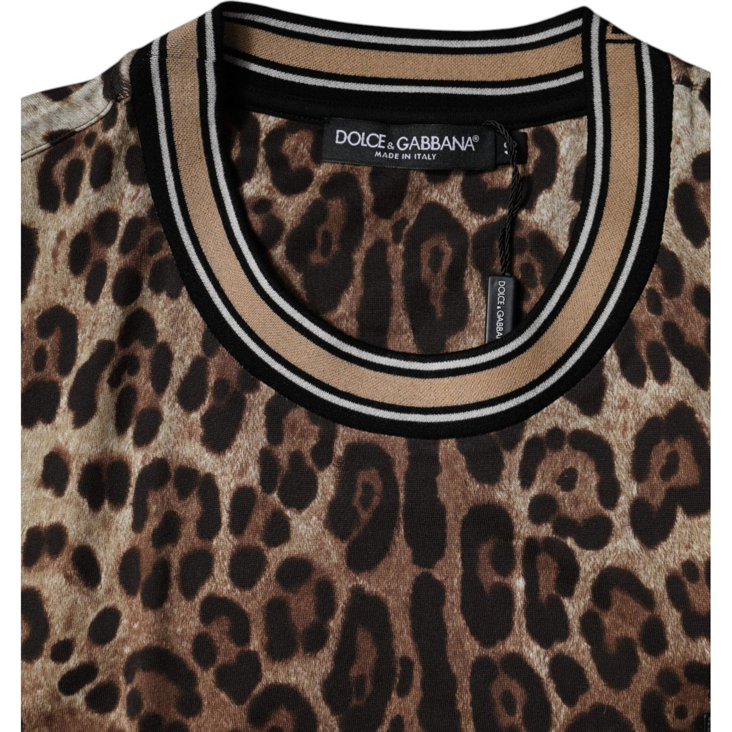 Dolce & Gabbana Brown Leopard Crew Neck Short Sleeve T-shirt TSH87718-50