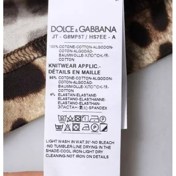 Dolce & Gabbana Brown Leopard Crew Neck Short Sleeve T-shirt TSH87718-50
