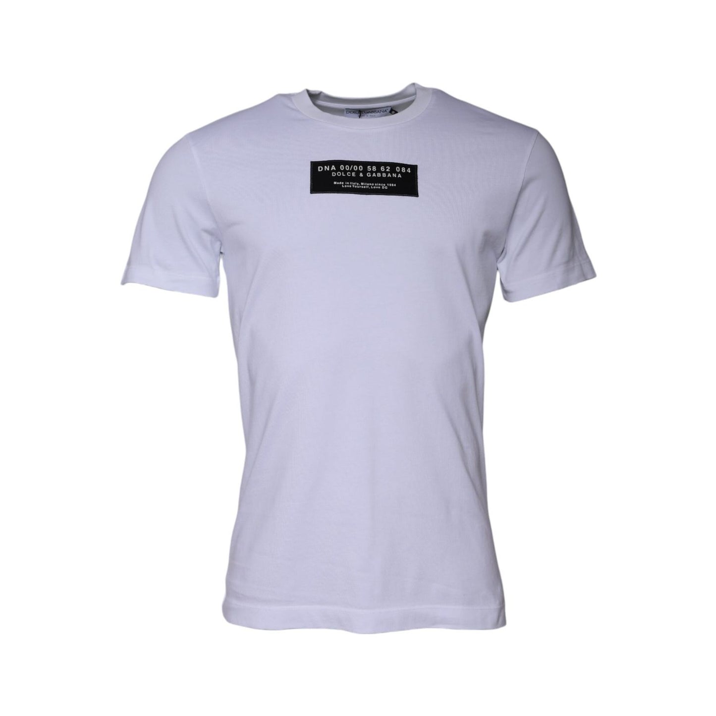Dolce & Gabbana White Logo Print Cotton Crew Neck T-shirt