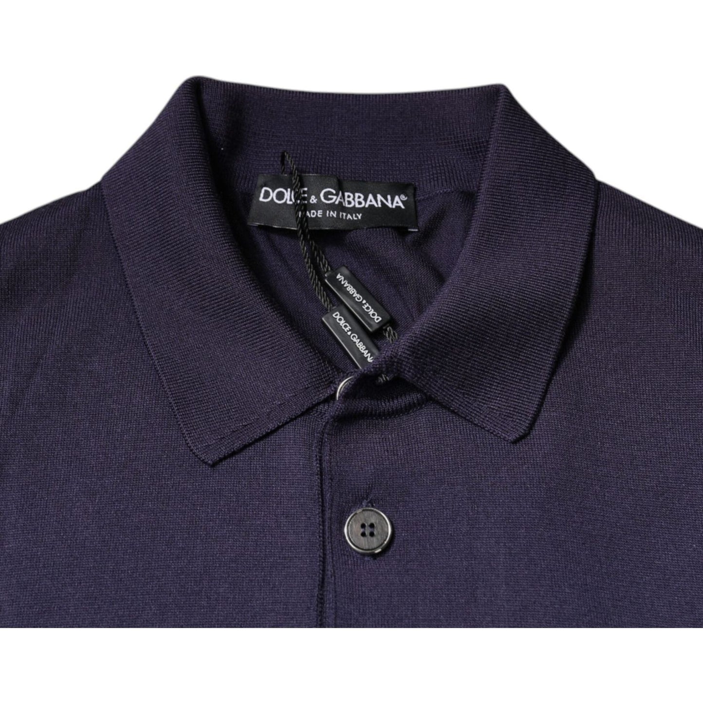 Dolce & Gabbana Blue Silk Collared Short Sleeves Polo T-shirt
