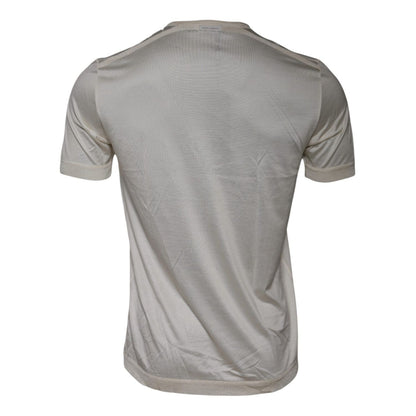 Dolce & Gabbana Off White Silk Crew Neck Short Sleeve T-shirt