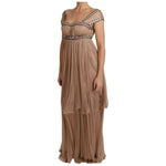 Dolce & Gabbana Brown Silk Sleeveless Shift Maxi Dress DR2589-36