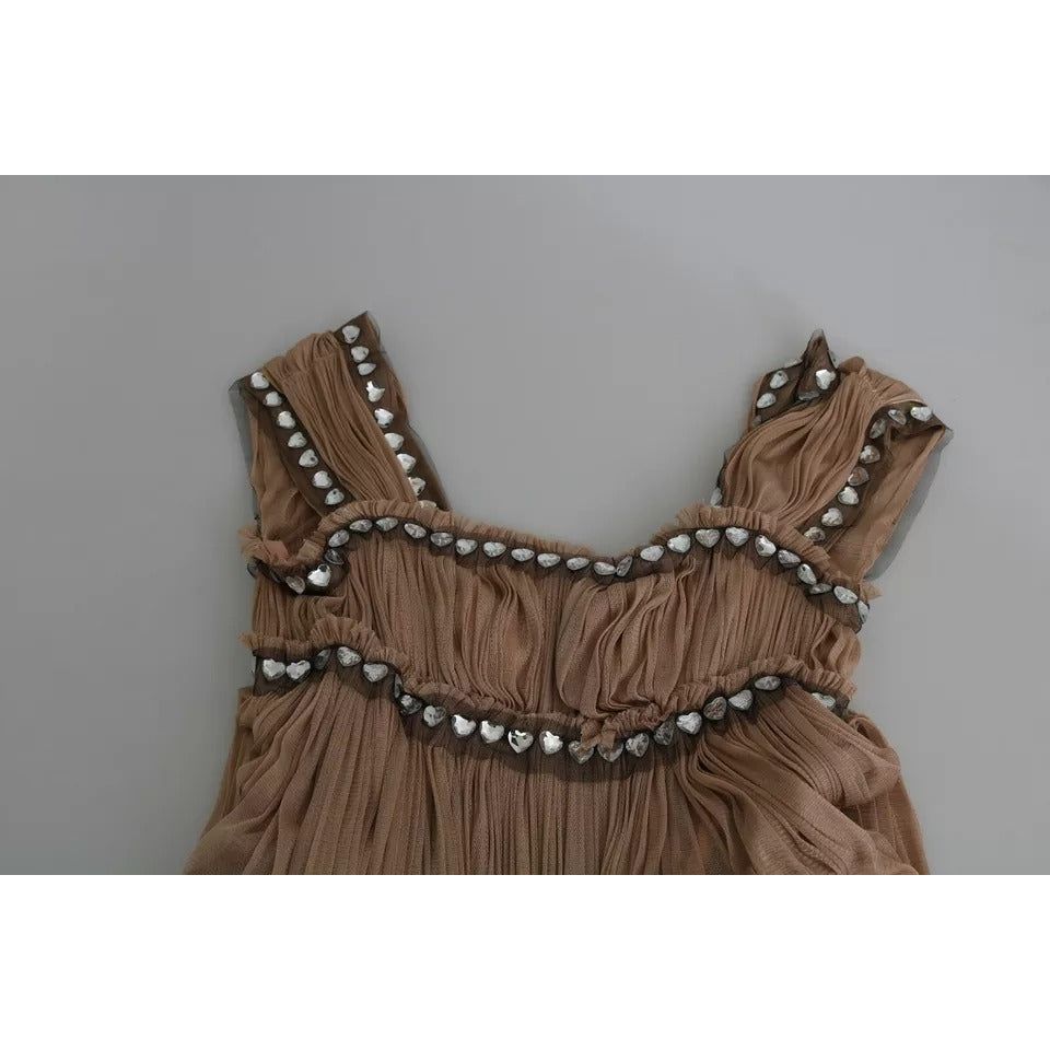 Dolce & Gabbana Brown Silk Sleeveless Shift Maxi Dress DR2589-36
