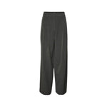Vero Moda gray pinstripe palazzo pants for women made of polyester with wide-leg silhouette and mid-rise waist.