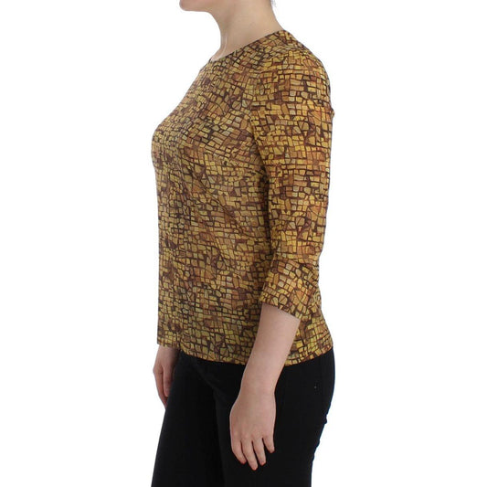 Dolce & Gabbana Multicolor Mosaic Print Silk Blouse T-shirt SIG13190-2