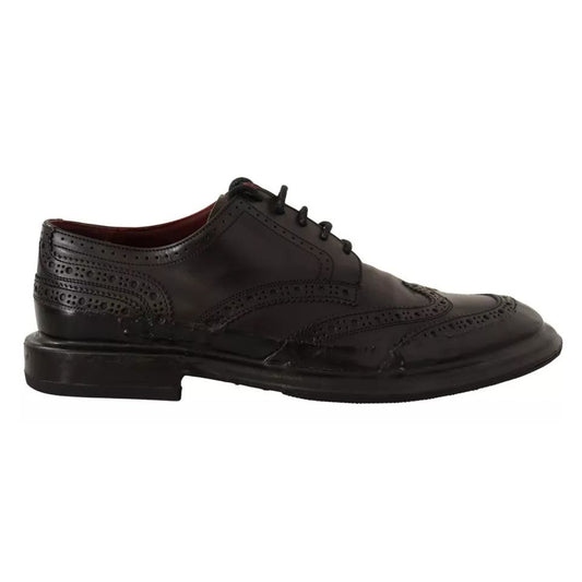 Dolce & Gabbana Black Perforated Leather Lace Up Derby Shoes