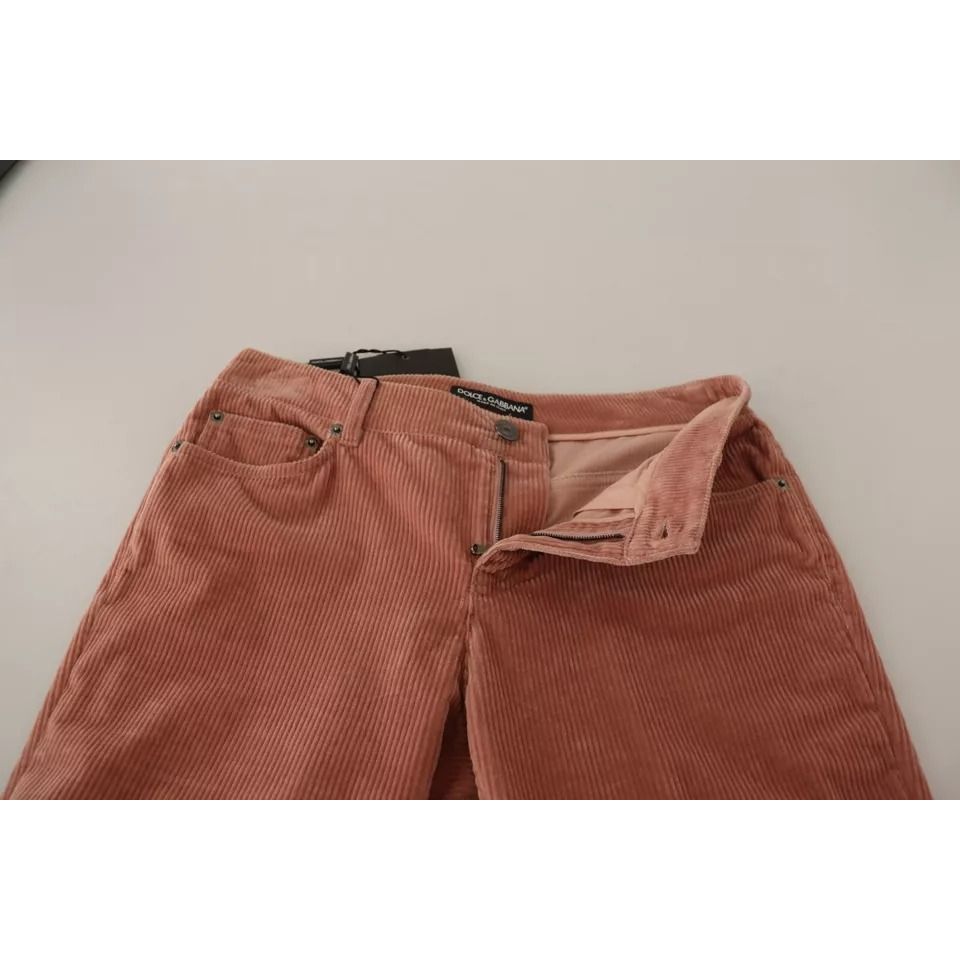 Dolce & Gabbana Pink Cotton Corduroy Skinny Jeans