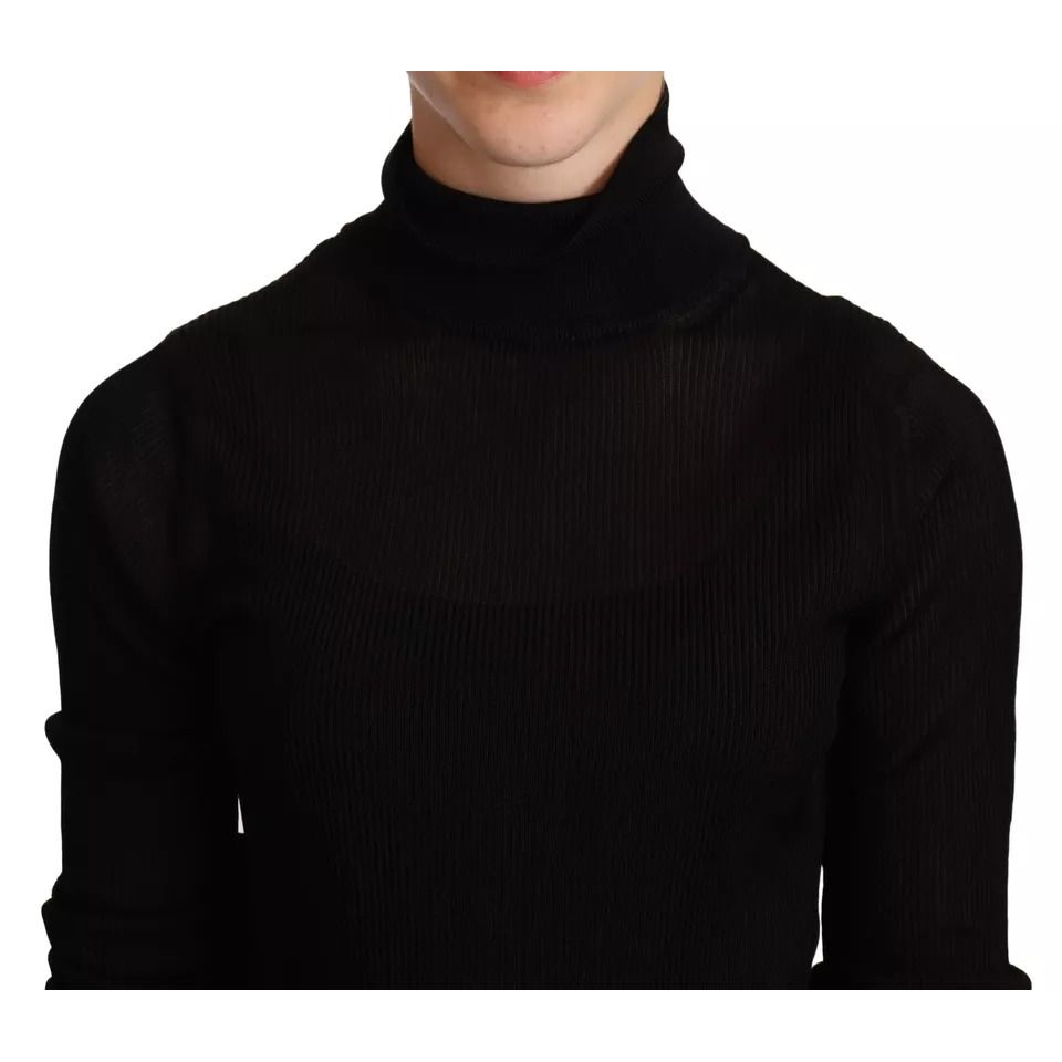 Dolce & Gabbana Black Turtleneck Slim Fit Pullover Sweater