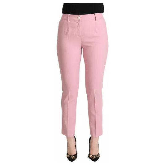 Dolce & Gabbana Pink Wool Mid Waist Tapered Pants PAN72808-40