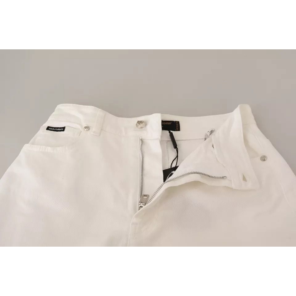 Dolce & Gabbana White MONICA Boot Cut Cotton Denim Jeans