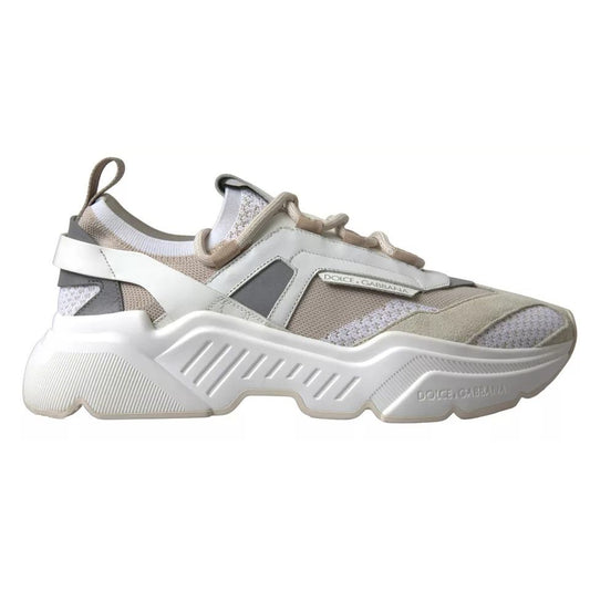 Dolce & Gabbana White Beige Leather Sport DAYMASTER Shoes Sneakers