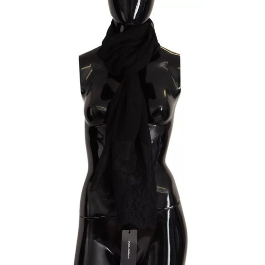 Dolce & Gabbana Brown Silk Wrap Shawl Floral Lace Scarf