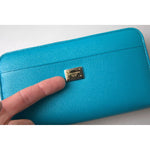 Dolce & Gabbana Wallet Light Blue LOVE Leather Zip Around Continental