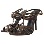 Dolce & Gabbana Brown Ankle Strap Stiletto Heels Sandals Shoes