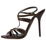 Dolce & Gabbana Brown Ankle Strap Stiletto Heels Sandals Shoes