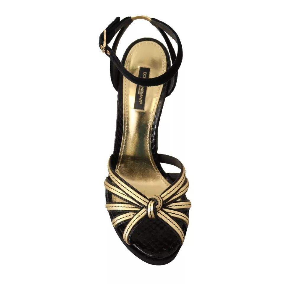 Dolce & Gabbana Black Gold Bianca Faux Pearl Sandals