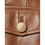 Dolce & Gabbana Brown Calfskin Leather Button Down Jacket JKT3447-50