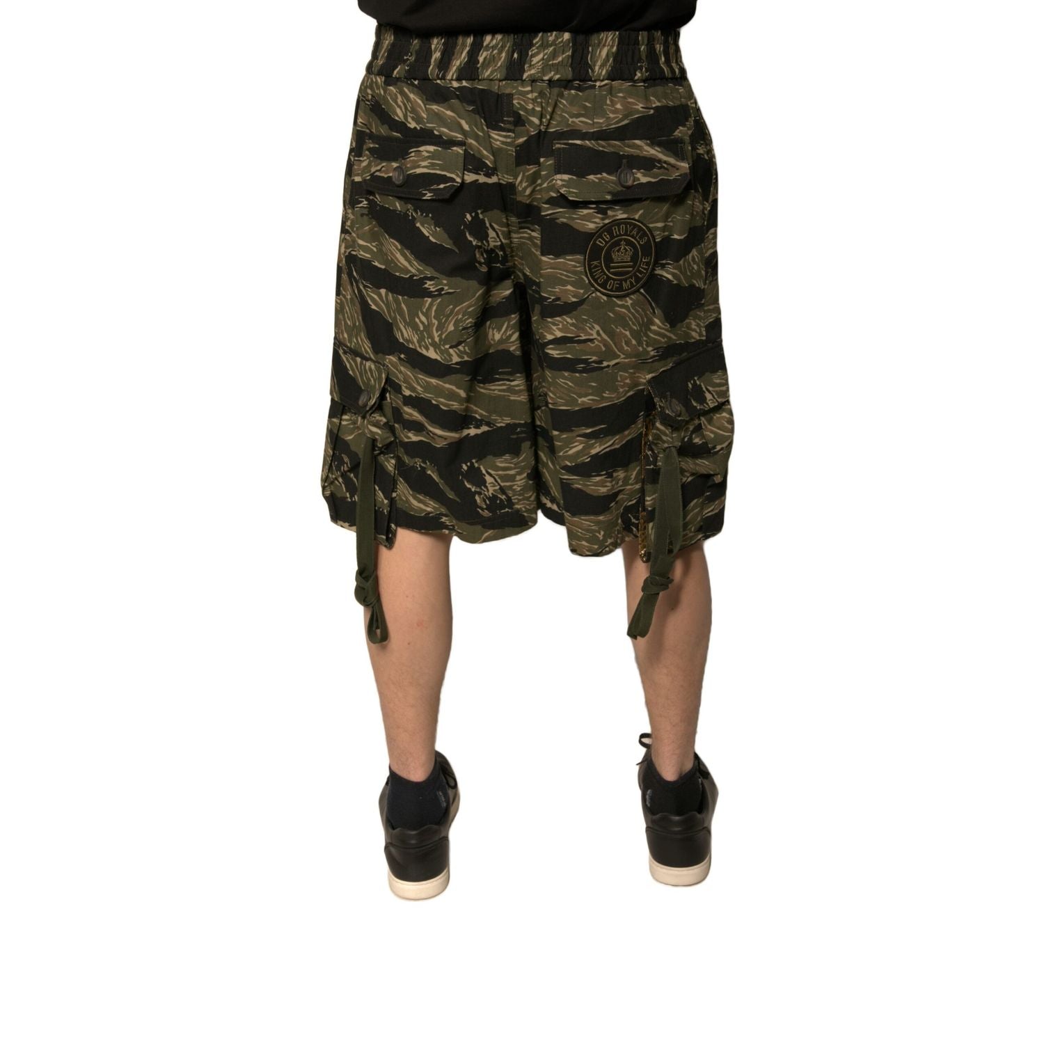 Dolce & Gabbana Black Gold Patterned Cotton Bermuda Shorts