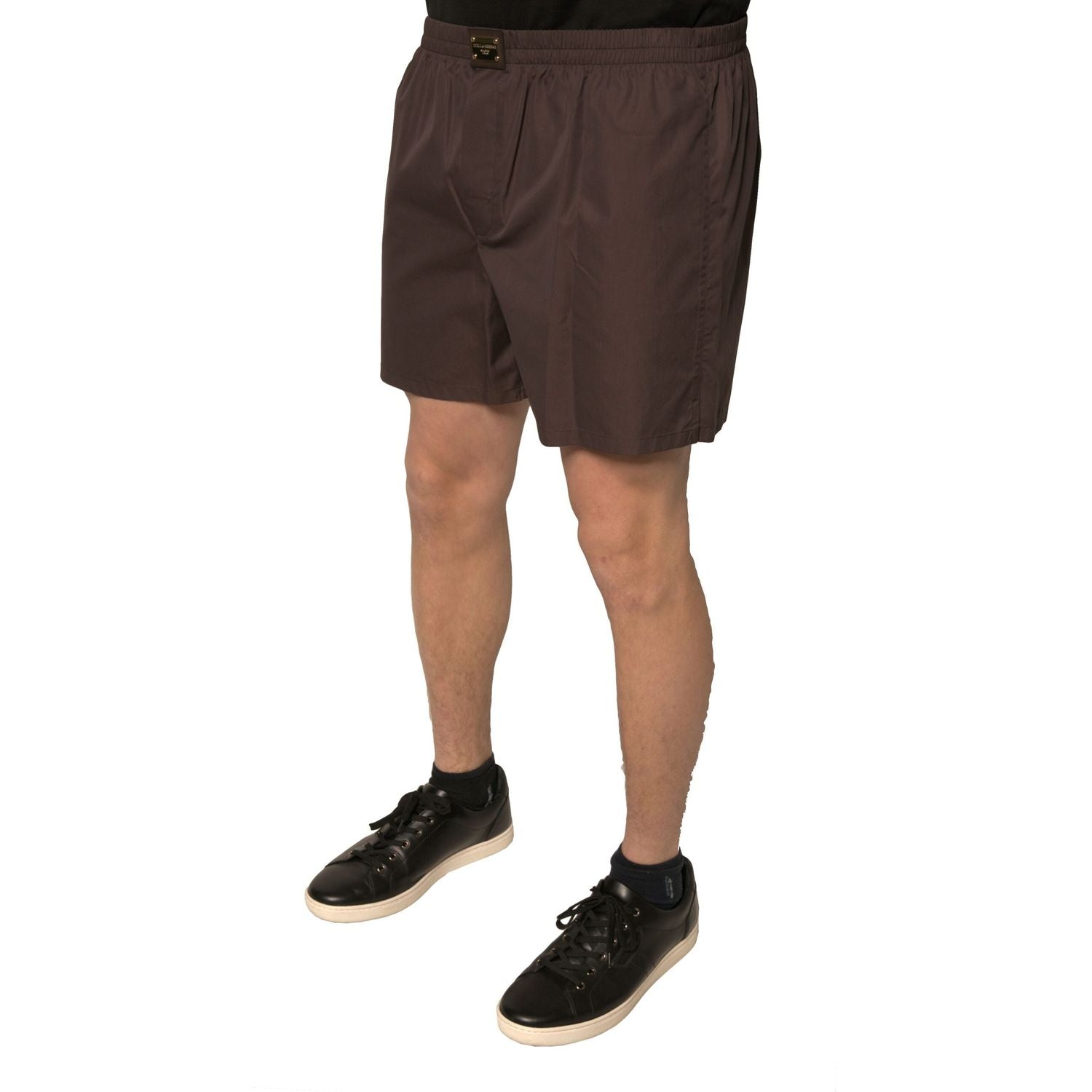 Dolce & Gabbana Brown Cotton Blend Men Mid Waist Shorts