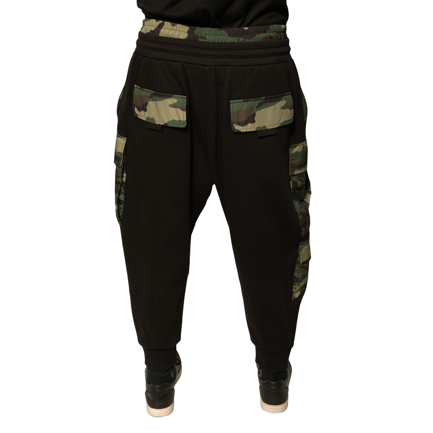 Dolce & Gabbana Black Camouflage Cotton Jogger Cargo Pants