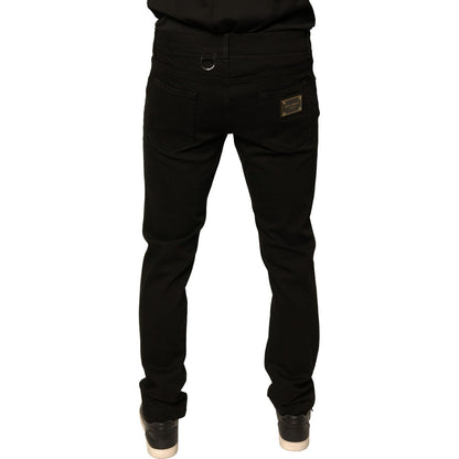 Dolce & Gabbana Black Logo Cotton Stretch Skinny Denim Jeans