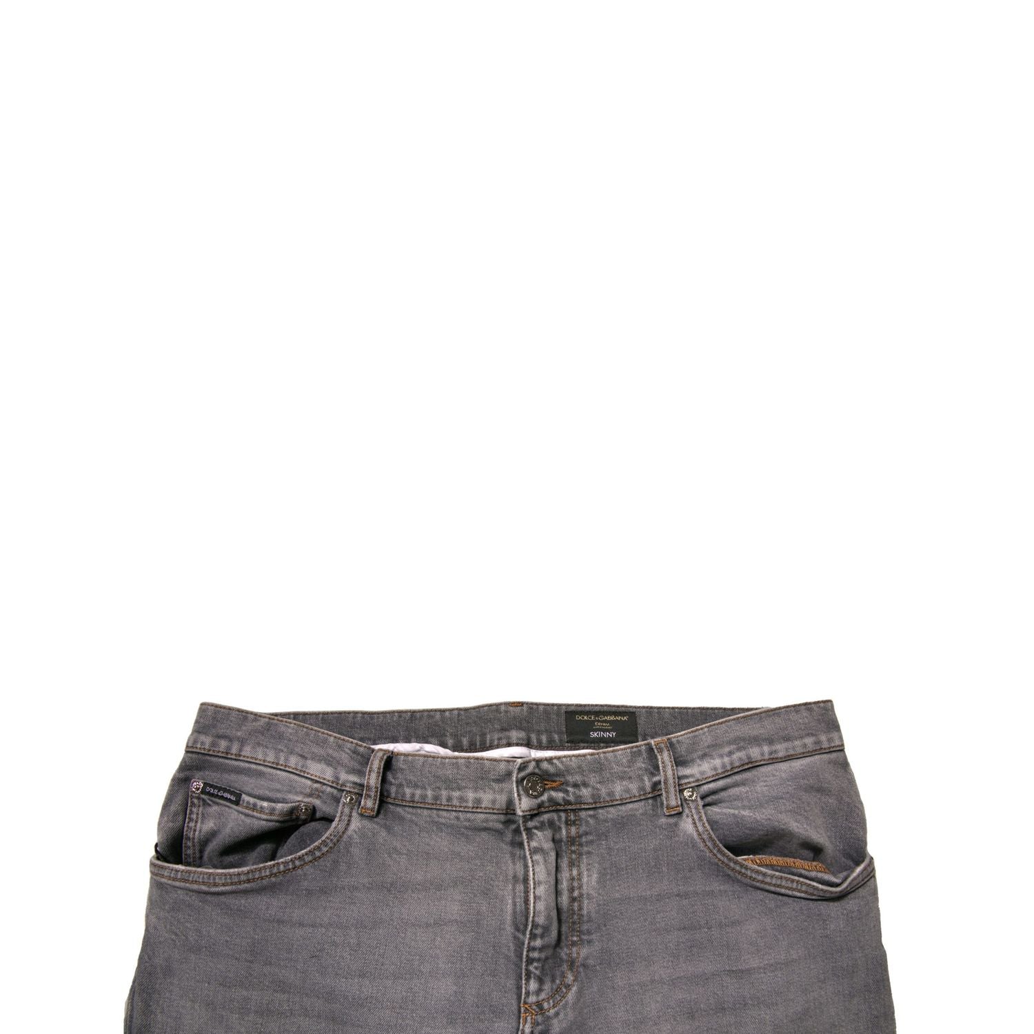 Dolce & Gabbana Gray Logo Cotton Stretch Skinny Denim Jeans