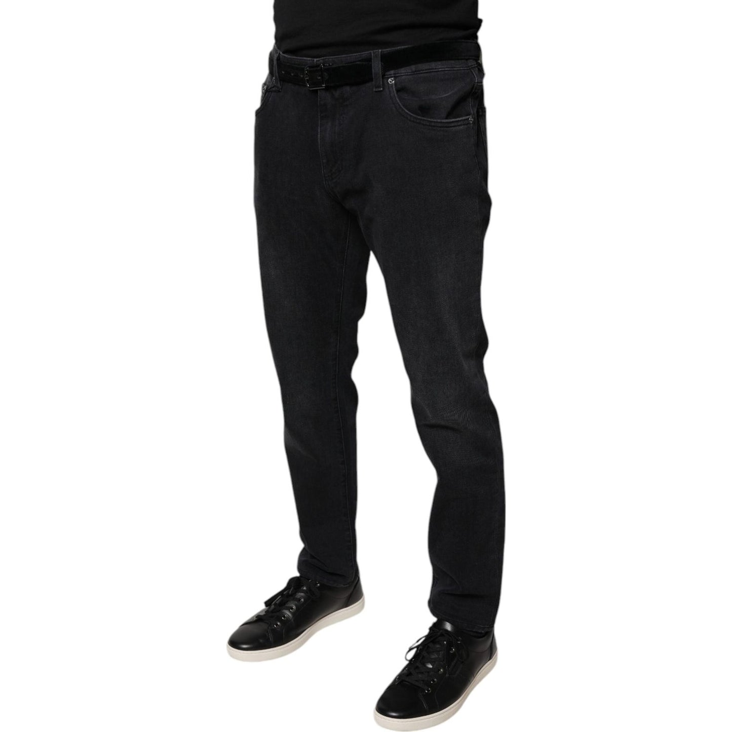 Dolce & Gabbana Black Logo Cotton Stretch Skinny Denim Jeans