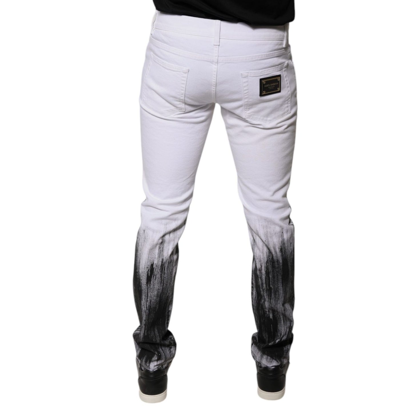 Dolce & Gabbana Black White Logo Cotton Skinny Denim Jeans