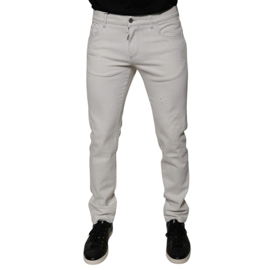 Dolce & Gabbana White Cotton Skinny Denim Jeans