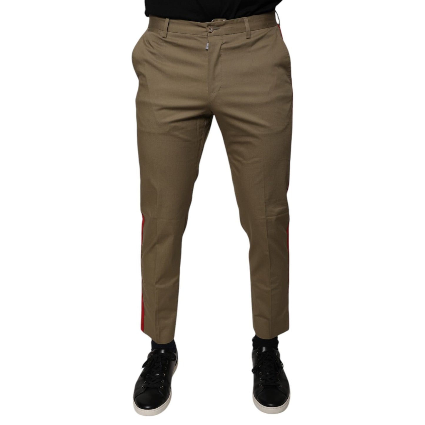 Dolce & Gabbana Brown Logo Men Casual Tapered Pants