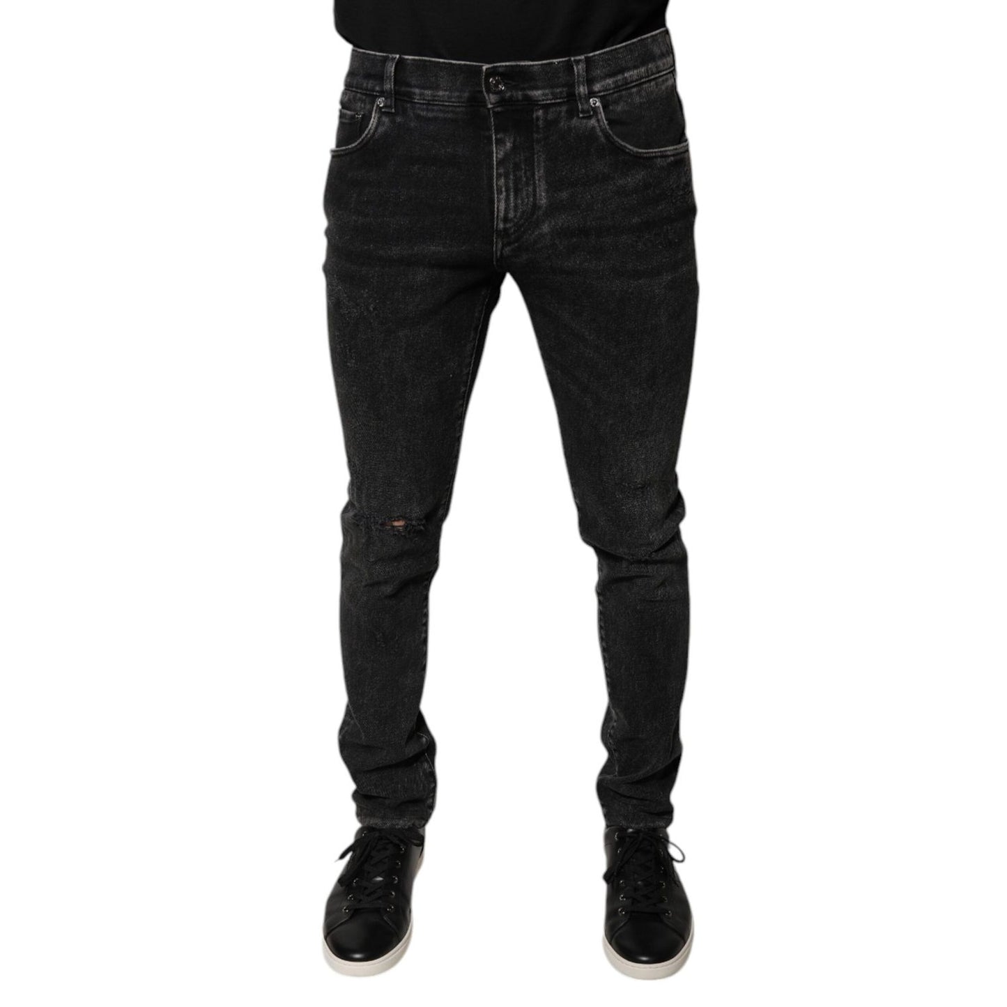 Dolce & Gabbana Black Cotton Stretch Skinny Men Denim Jeans