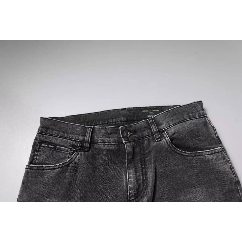 Dolce & Gabbana Black Logo Cotton Stretch Skinny Denim Pants