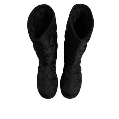 Dolce & Gabbana Black Polyester Padded Mid Calf Boots Winter Shoes