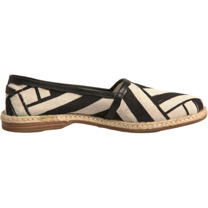 Dolce & Gabbana Black White Stripes Slip On Espadrille Shoes
