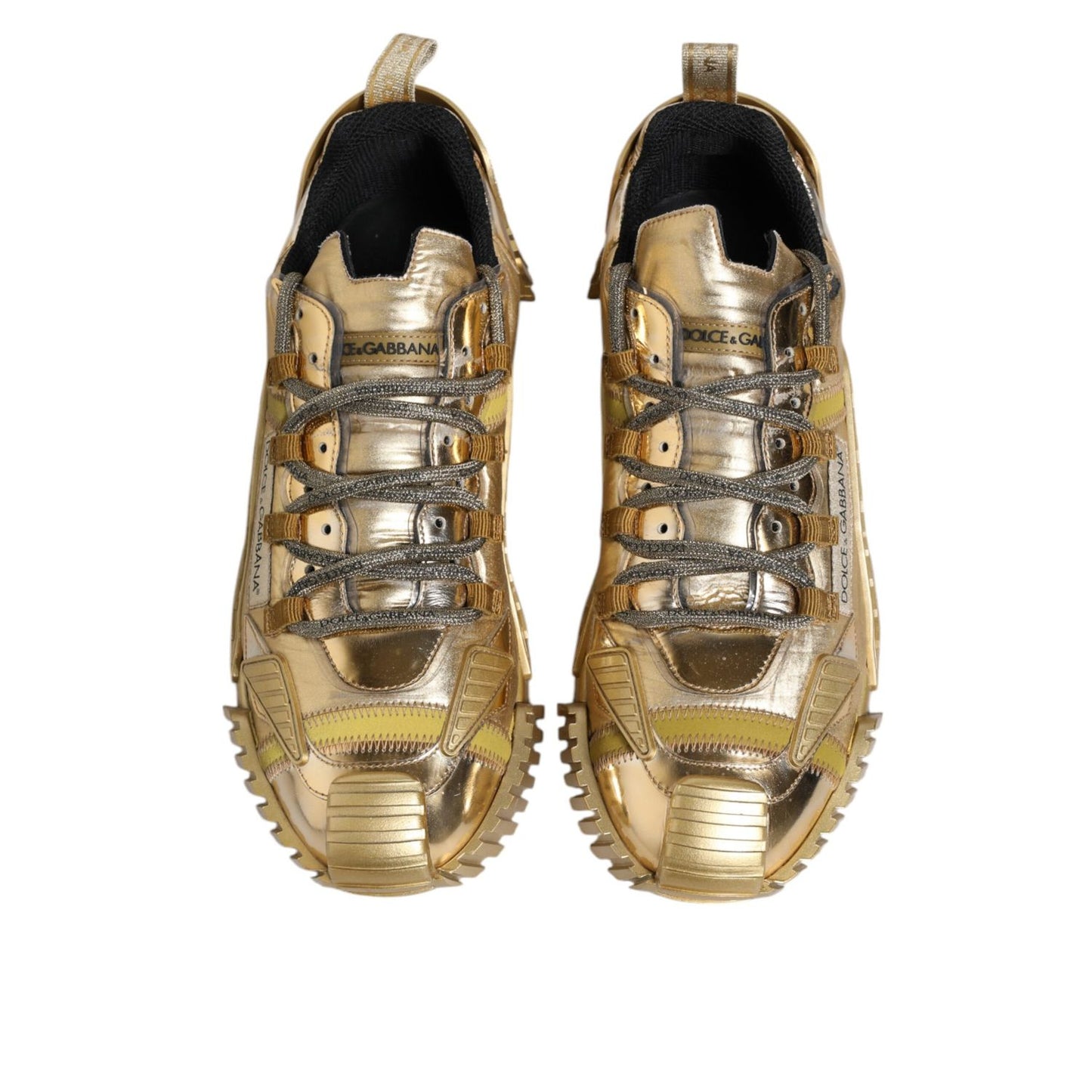 Dolce & Gabbana Gold Stretch Lace Up NS1 Sneakers Shoes