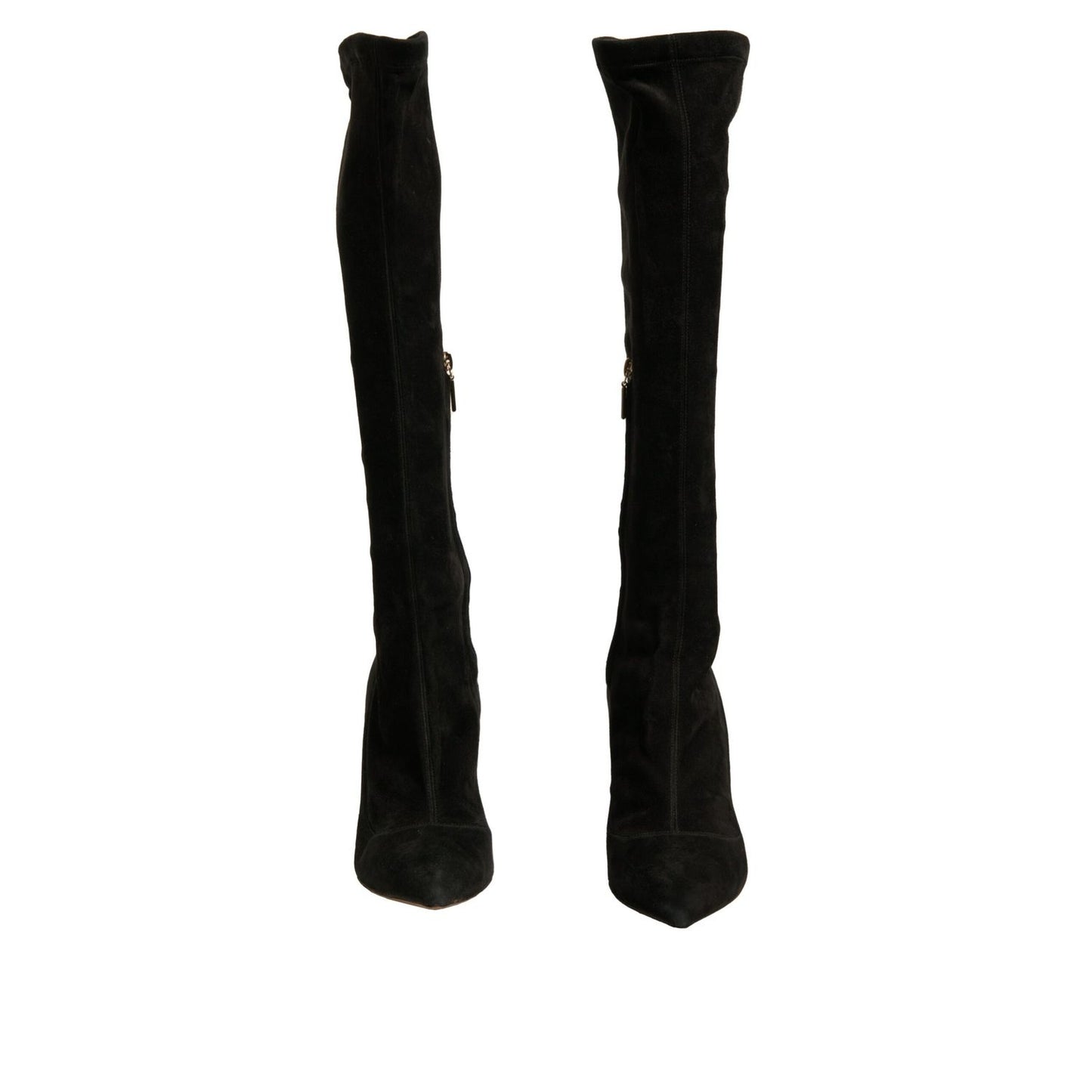 Dolce & Gabbana Black Suede Stiletto Knee High Boots Shoes