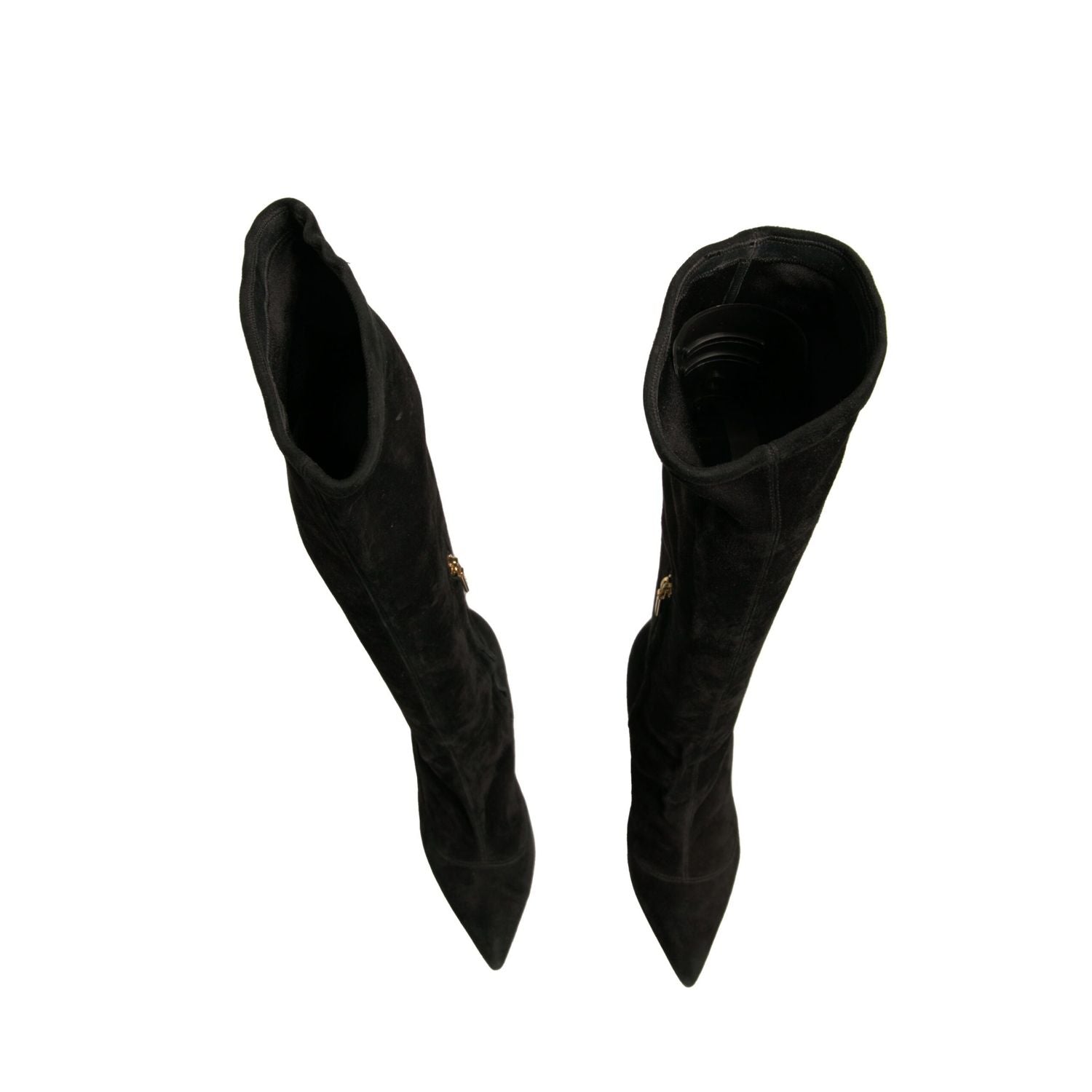 Dolce & Gabbana Black Suede Stiletto Knee High Boots Shoes