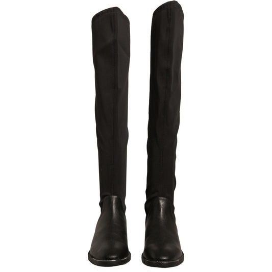 MY TWIN Black Leather Suede Flats High Boots Shoes LA12422-37