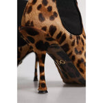 Dolce & Gabbana Brown Leopard Leather Stretch Heels Boots Shoes LA12339-39