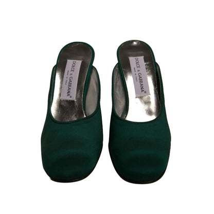 Dolce & Gabbana Green Suede Leather High Heel Pumps Shoes