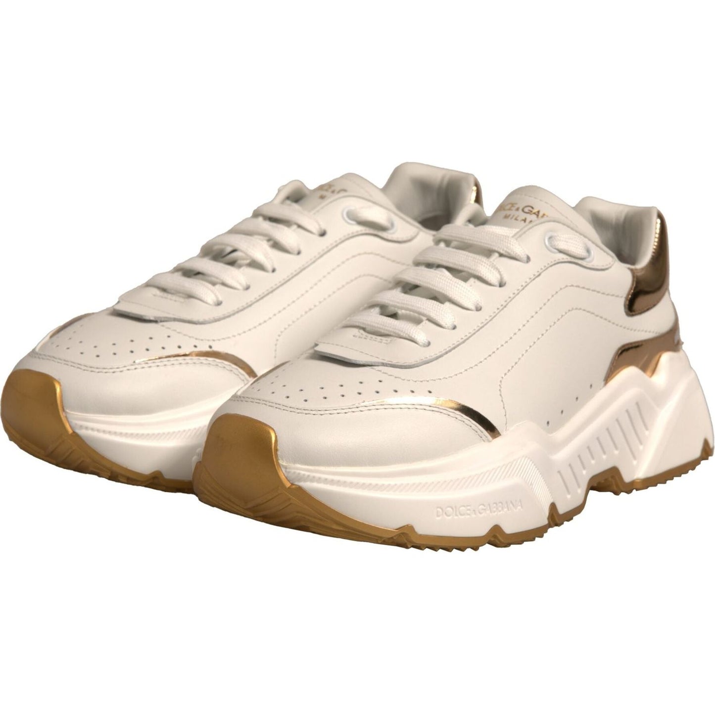 Dolce & Gabbana White Gold Daymaster Low Top Sneakers Shoes