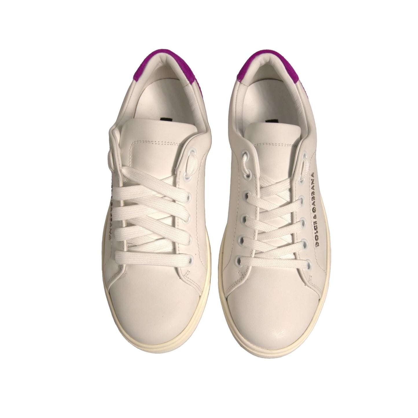 Dolce & Gabbana White Suede Leather Low Top Sneakers Shoes