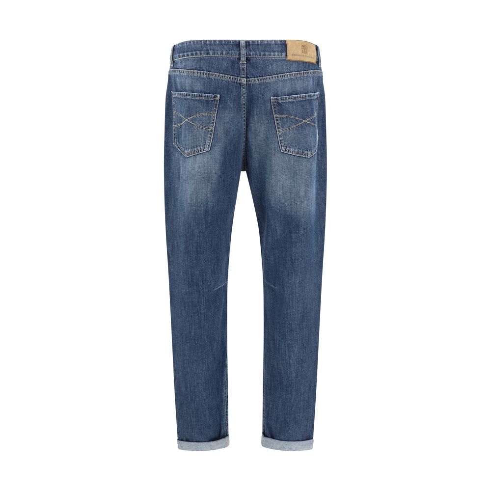 Brunello Cucinelli Blue Cotton Straight-Leg Jeans