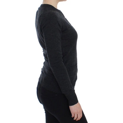 Dolce & Gabbana Gray Wool Button Cardigan Sweater