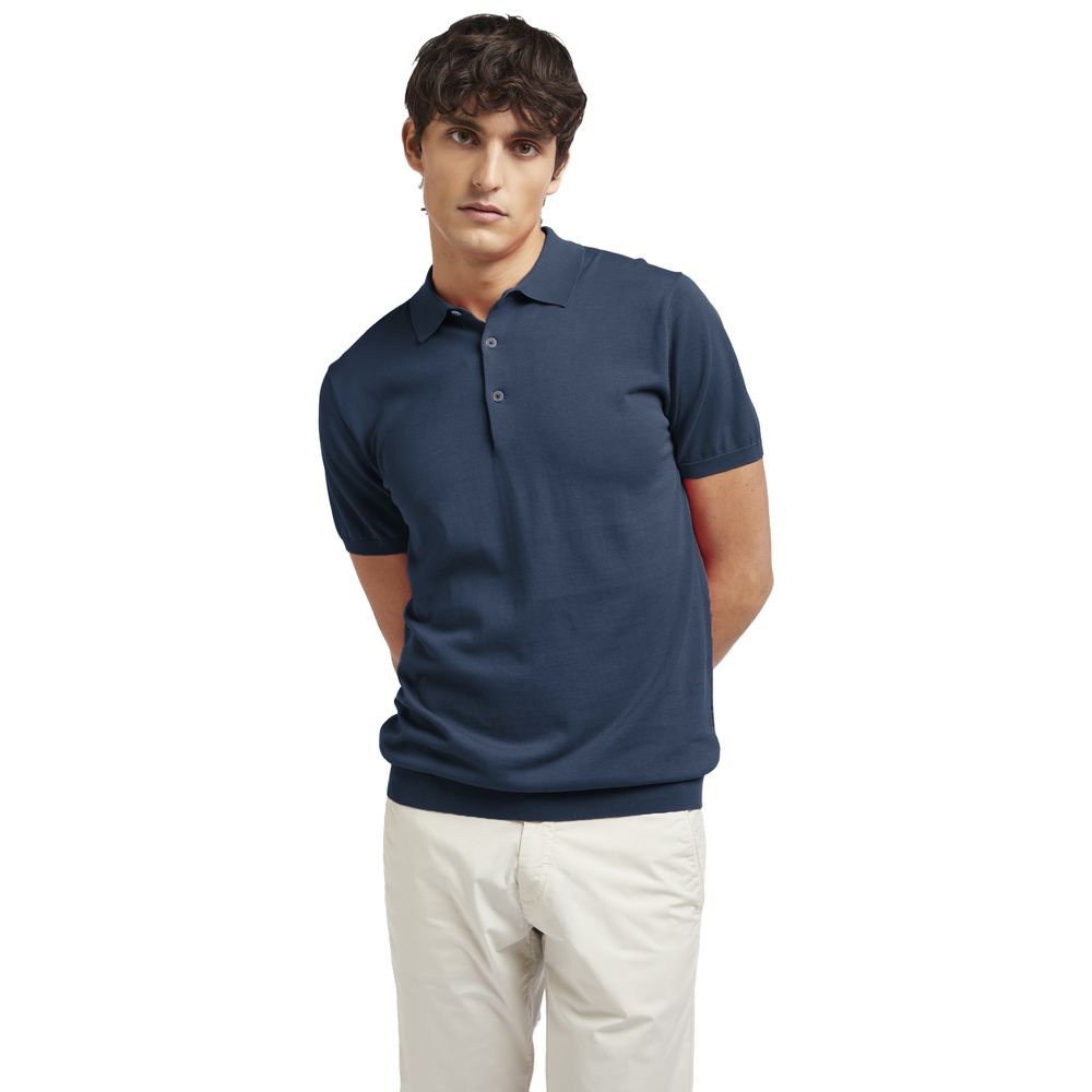 AT.P.CO Blue Cotton Men Polo Shirt